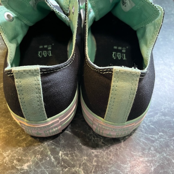 Converse Women’s Low Top Sneakers in Black and Mint with Double Tongue - Picture 3 of 8